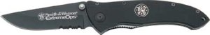 SWCKG104B Smith & Wesson Extreme OPS, 3.50 in. Black Blade, Black G10 Handle, Plain