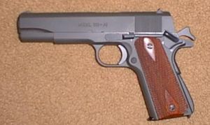 Example of Parkerized .45 ACP semi-automatic pistol